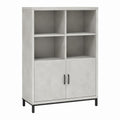 Buffet haut de rangement rectangulaire gris béton en panneaux de particules mélaminés 80 x 40 x 140 cm
