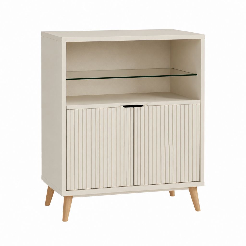 Buffet de salle à manger rectangulaire blanc en panneaux MDF 80 x 40 x 110 cm