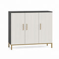 Buffet 3 portes blanc et noir en panneaux de particules 120 x 40 x 90 cm