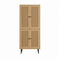 Buffet haut 4 portes chêne clair panneaux MDF 80 x 40 x 180 cm