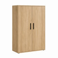 Buffet haut 2 portes chêne clair en panneaux de particules 80 x 40 x 180 cm