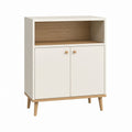 Buffet de salle à manger blanc et chêne en panneaux MDF 80 x 40 x 120 cm