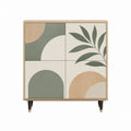 Buffet 4 portes beige vert et naturel en panneaux MDF 80 x 40 x 100 cm