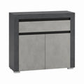 Buffet rectangulaire 2 portes 1 tiroir gris béton anthracite en panneaux de particules 80 x 40 x 100 cm