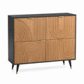 Buffet 4 portes noir et chêne en panneaux MDF rectangulaire 120 x 40 x 90 cm