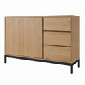 Buffet de rangement rectangulaire chêne clair en panneaux de particules 120 x 40 x 90 cm