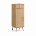 Buffet haut 1 porte 1 tiroir chêne clair panneaux MDF 60 x 40 x 140 cm