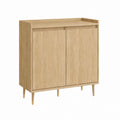 Buffet de salle à manger 2 portes chêne clair en MDF plaqué chêne 90 x 40 x 100 cm